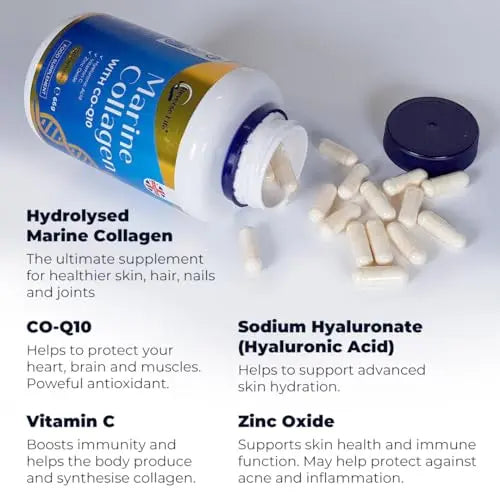 Reverse Life Marine Collagen Capsules 1200mg – with Hyaluronic Acid & Vitamin C + Q10 - AB Mystery