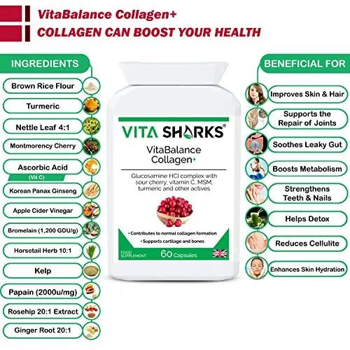 VitaBalance Collagen+ 60 Capsules for Skin, Hair, Nails, Joints & Connective Tissue - AB Mystery