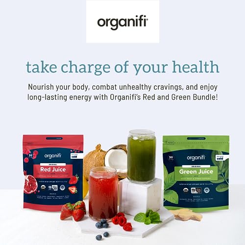 Organifi Green Juice and Red Juice Bundle - 30 Day Supply - Delicious, Refreshing Organic - AB Mystery