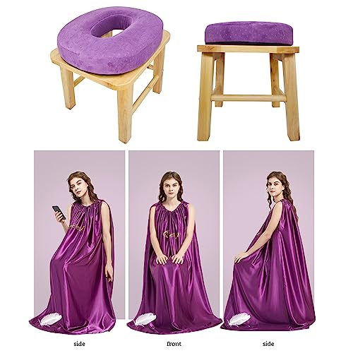 ElasignShopo Yoni Seat Kit, Wooden Vaginial Steaming Stool Chair Set with Gown for Feminine - AB Mystery