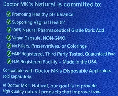 doctor MK's NATURAL Boric Acid Suppositories (600mg) for Healthy Feminine pH Support - AB Mystery