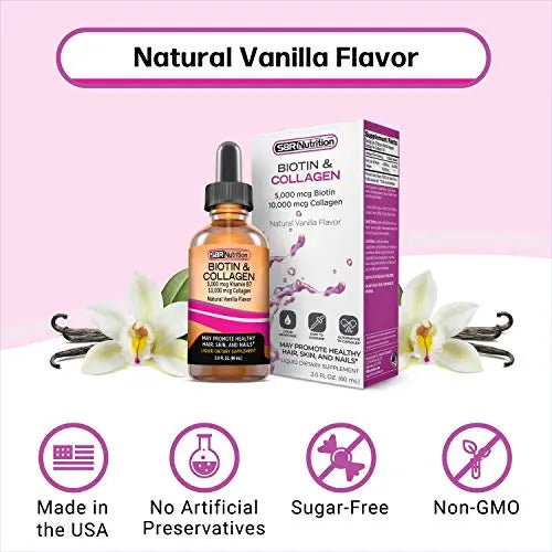 SBR Nutrition Biotin and Collagen Liquid Drops Daily Food Supplement, Vitamins - AB Mystery