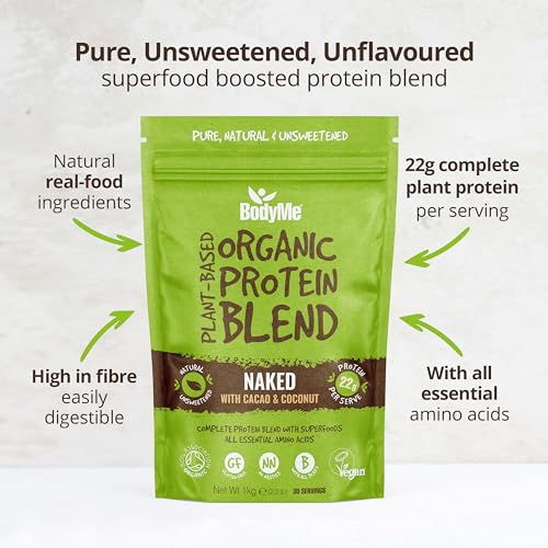 BodyMe Organic Vegan Protein Powder Blend, Cacao Coconut - Unsweetened, Low Carb BodyMe