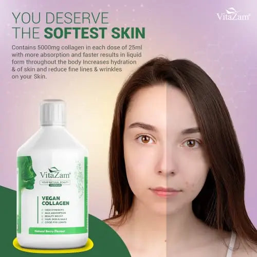 VitaZam Vegan Collagen Liquid 5000mg Hydrolyzed Collagen Peptides for Women - AB Mystery