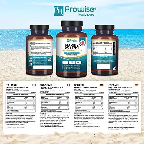 Marine Collagen with Hyaluronic Acid 1100mg | 90 Collagen Capsules High Strength for Women & Men PH PROWISE Healthcare