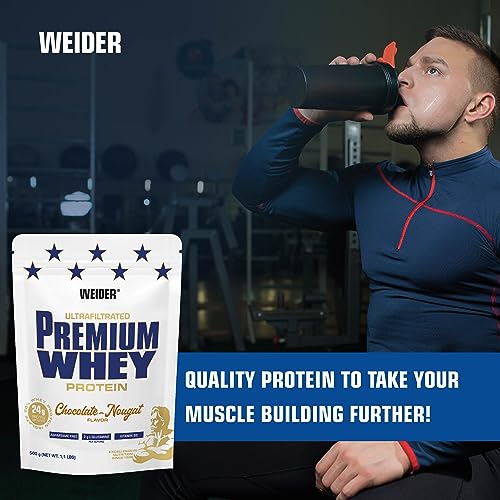 Weider Premium Whey (500g) Chocolate-Nougat Flavour. Ultrafiltrated Proteins from Whey Protein Weider