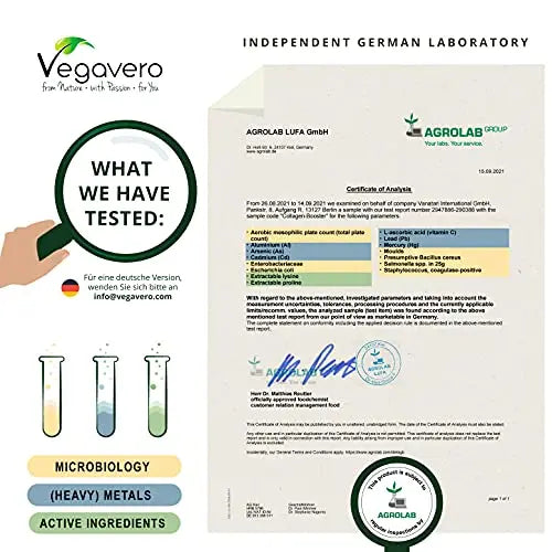 Vegavero Vegan Collagen Supplement | 2000mg | Complex with L-Lysine, L-Proline, Vitamin C (Acerola) & Superfoods Extracts | NO Additives, Lab-Tested | 120 Capsules - AB Mystery