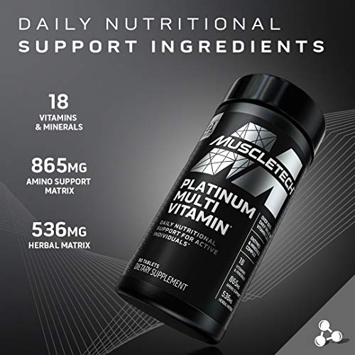 MuscleTech Platinum Multivitamin for Immune Support 18 Vitamins & Minerals Vitamins A - AB Mystery