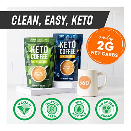 360 Nutrition Instant Keto Coffee with MCT Oil, Coconut Oil, Sweetened, Gluten Free - AB Mystery