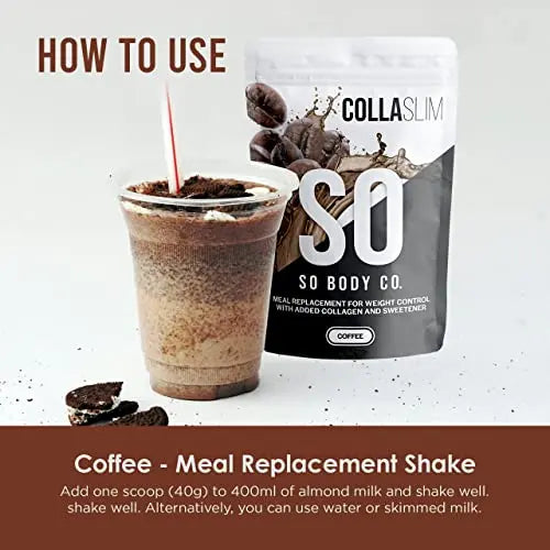CollaSlim, Meal Replacement Shake with Added Collagen, Vitamins and Minerals, 800g, Balanced Meal Shake, Healthy Shake, Coffee Diet Shake. - AB Mystery