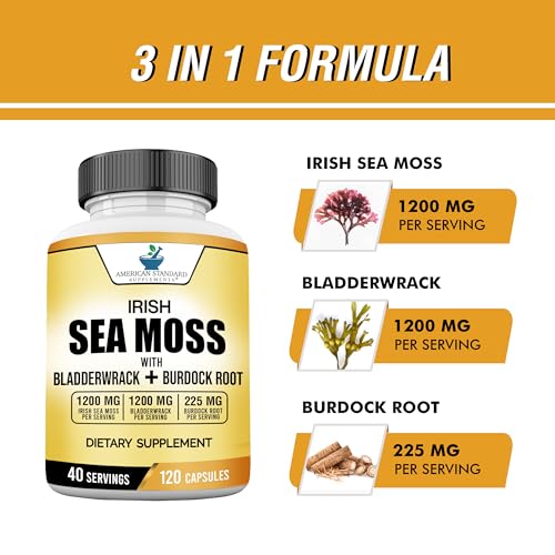 American Standard Supplements Irish Sea Moss 1200mg, Bladderwrack 1200mg - AB Mystery