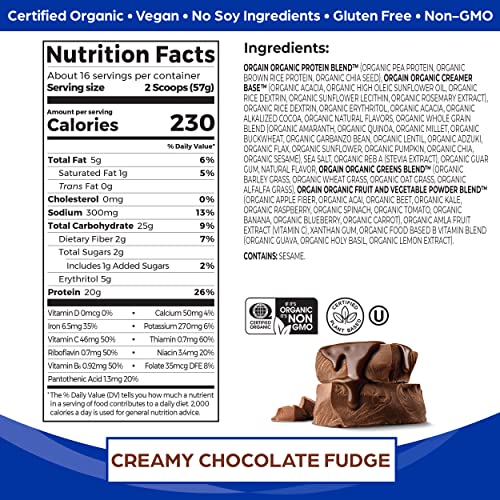 Orgain Organic Vegan Meal Replacement Protein Powder, Creamy Chocolate Fudge - AB Mystery