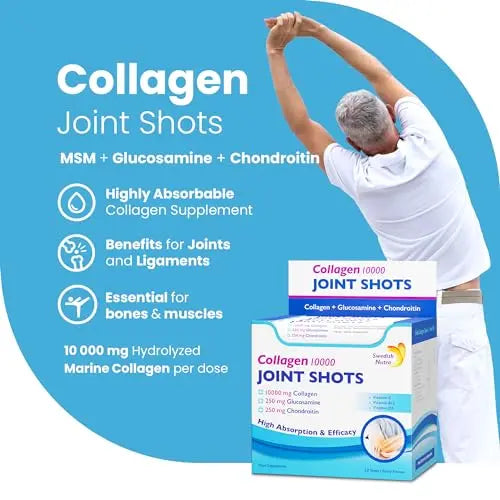 Swedish Nutra Collagen 10000 Joint Shots | High Strength Type 1, 2 & 3 Collagen for Body, Joints & Ligaments - AB Mystery