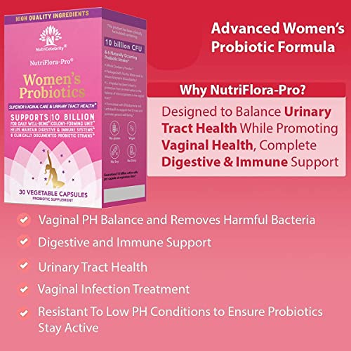 Nutricelebrity NutriFlora-Pro Probiotics for Women - Support Vaginal, Urinary Health - AB Mystery