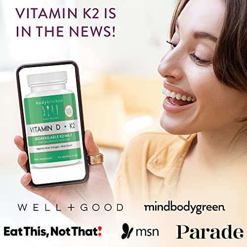 Body Kitchen Vegan Plant-Based Vitamin D3 + K2 (MK7) Supplement, Bone and Heart - AB Mystery