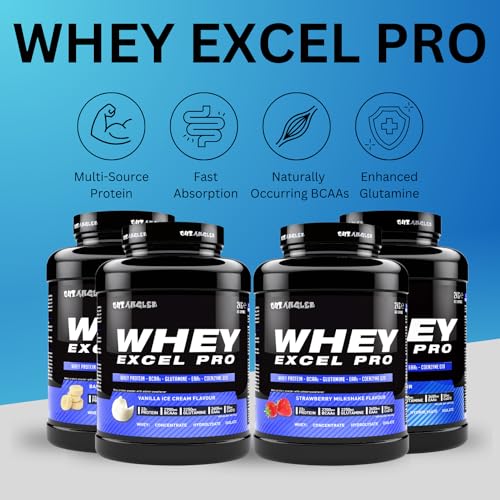 Out Angled Whey Excel Pro Whey Protein Powder Vanilla Flavour, 2kg, 66 Servings, High Protein Powder OUT ANGLED