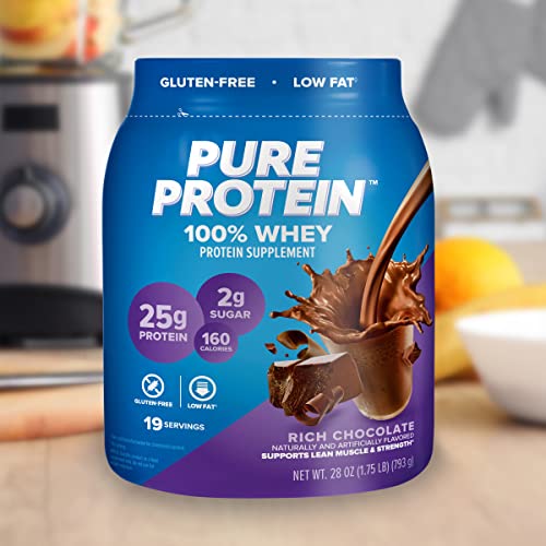 Pure Protein 100% Whey Protein Powder, Rich Chocolate, 25 g Protein, 1.75 lb - AB Mystery