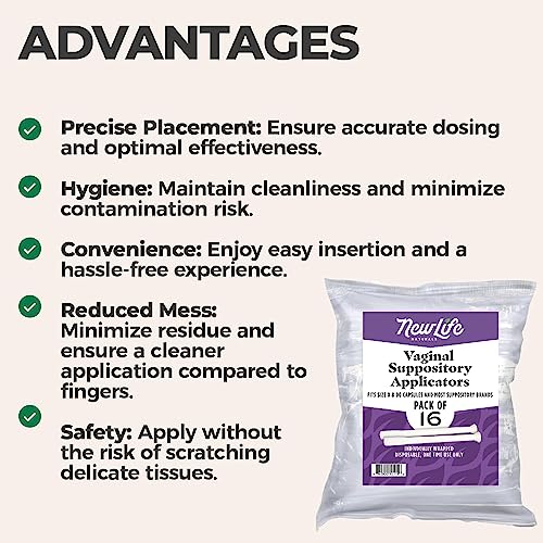 NewLife Naturals Disposable Plastic Vaginal Suppository Applicators - Fits Most Boric Acid Suppositories - AB Mystery
