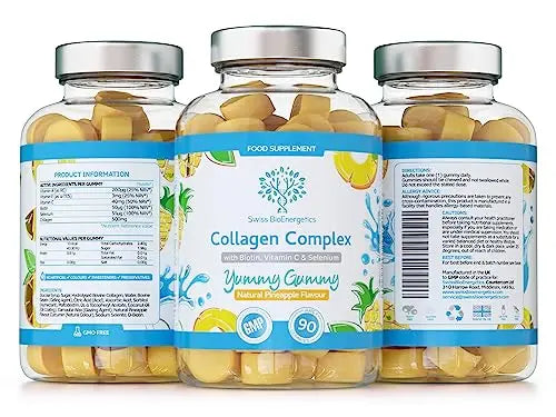 Collagen Complex - 90 Natural Pineapple Flavour Chewable Yummy Gummies - AB Mystery