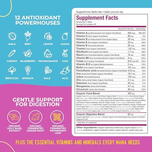 Mama Natural 100% Organic Prenatal Vitamins | One A Day Prenatal Vitamins (30 Servings) Mama Natural