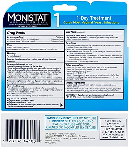 Monistat 1-Day | Day or Night Combination | Yeast Infection Treatment, Prefilled, 1 Pack - AB Mystery