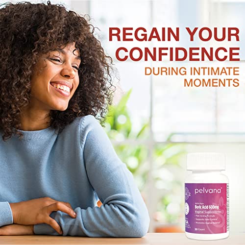 Pelvana Boric Acid Suppositories for Women 30 - for Vaginal pH Balance, Odor Control, Itching, & Discharge - AB Mystery