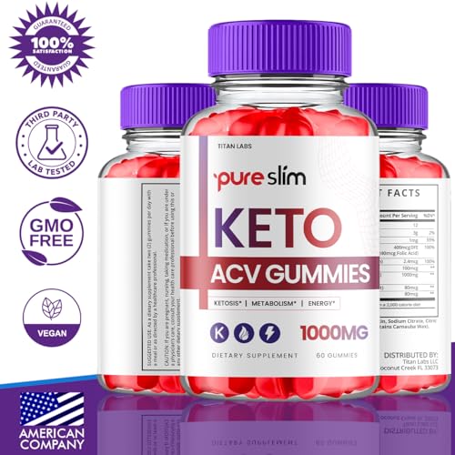 (3 Pack) Pure Slim Keto ACV Gummies, Pure Slim Keto ACV Advanced Weight Loss 1000 MG