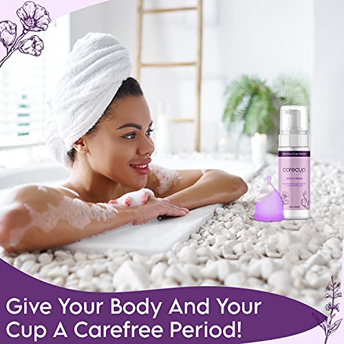 CareCup Menstrual Cup Cleaner - Unscented Foaming Sterilizer Wash for Silicone Period discs - Wipes Clean - AB Mystery