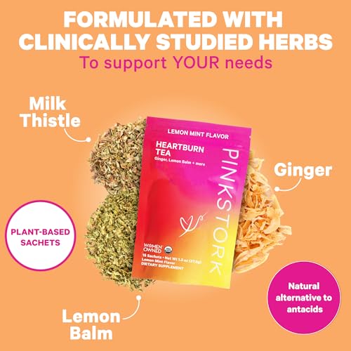 Pink Stork Heartburn Tea: Lemon Mint, 100% Organic, Heartburn Pregnancy Relief Pink Stork