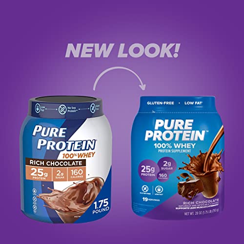 Pure Protein 100% Whey Protein Powder, Rich Chocolate, 25 g Protein, 1.75 lb - AB Mystery