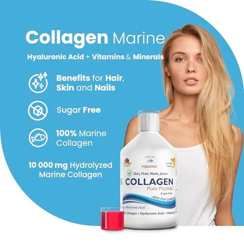 Swedish Nutra Liquid Marine Collagen - Sugar Free Berry Flavour | Minimize Fine Lines, Wrinkles & Improve Skin Elasticity Swedish Nutra