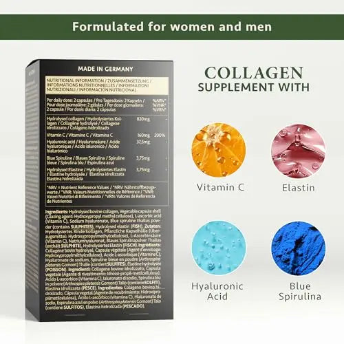 Collagen Capsules 820mg - 180 High Strength Capsules (3 Months Supply) SatinNaturel