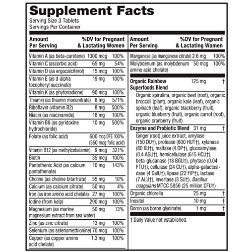 Rainbow Light Prenatal Petite Mini-Tab Multivitamin Plus Superfoods & Probiotics - Organic Daily Rainbow Light