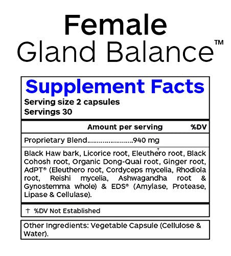 Female Gland Balance - Hormone Support - 60 Vegetarian Capsules - AB Mystery