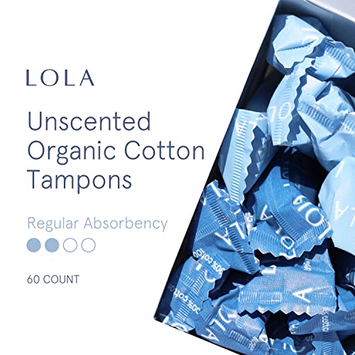 LOLA Organic Cotton Tampons, 60 Count - Tampons Regular, Period Feminine Hygiene Products - AB Mystery