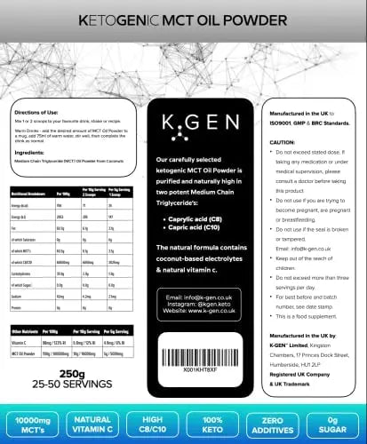 Keto MCT Oil Powder Pure Coconut MCT Keto Coffee Creamer | Premium Quality C8 Easily Absorbed & Digested - AB Mystery