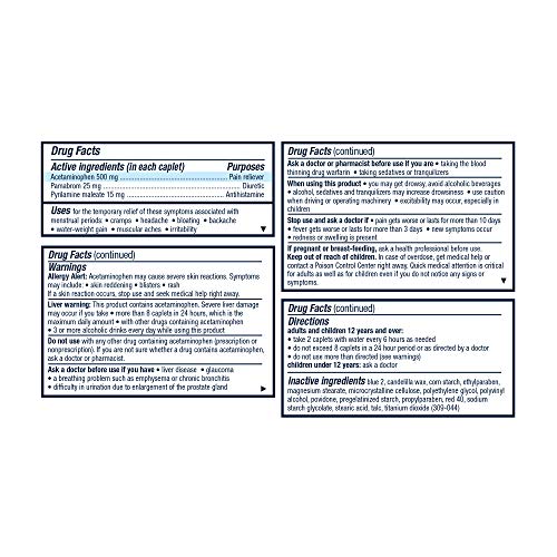 Pamprin Multi-Symptom Formula, with Acetaminophen, Menstrual Period Symptoms Relief including Cramps - AB Mystery