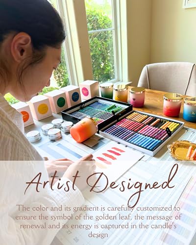 Inspired Picks Refreshing Green Candle – Wood Sage & Sea Salt w/Gold Stemmed Leaves Symbol - AB Mystery