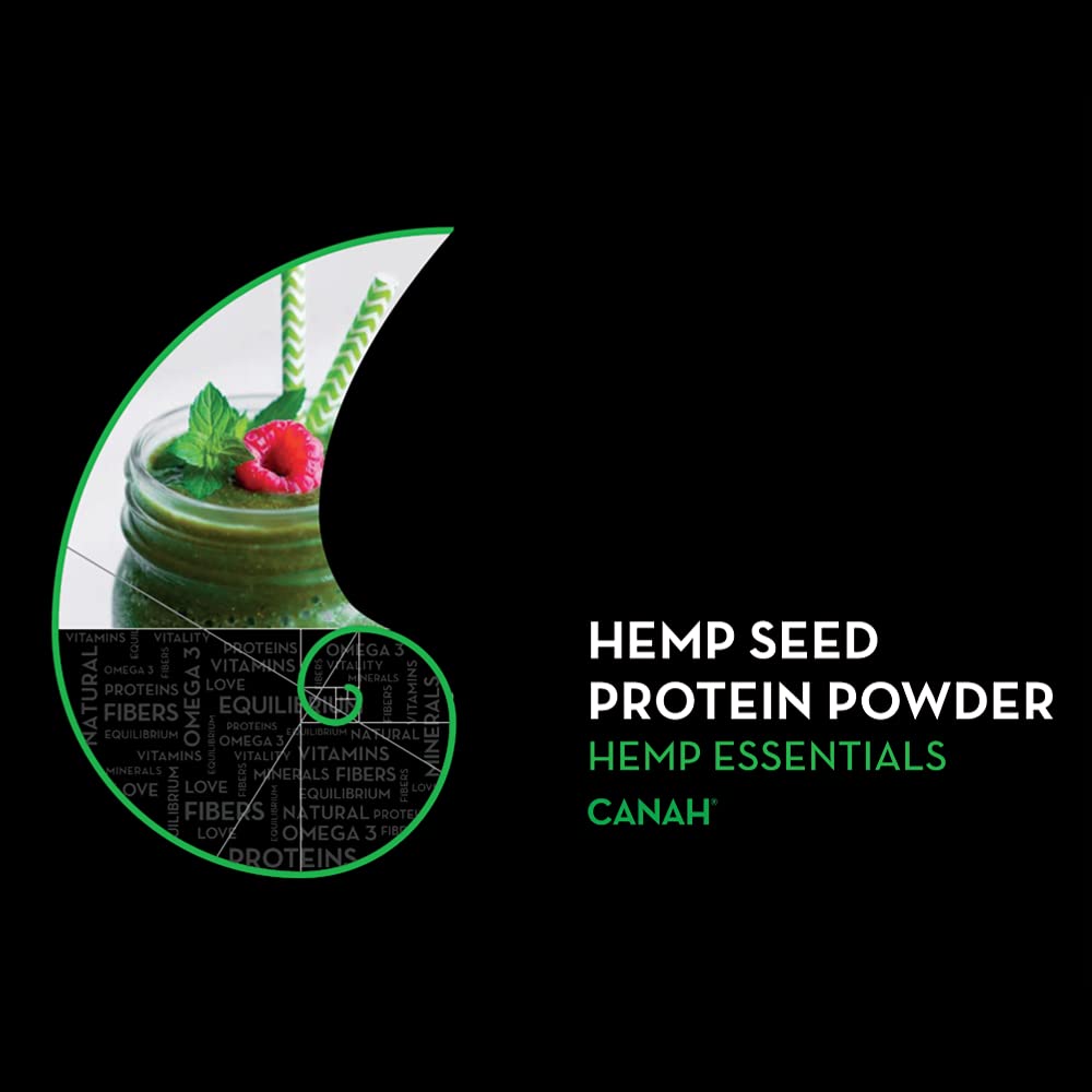 Canah® Natural Hemp Protein Powder 1 kg Vegan, High in Protein, Fibre, Omega 3 & Omega 6, Amino Acids, Vitamins and Minerals, Certified Kosher + Free Bonus Recipes Hemp Essentials