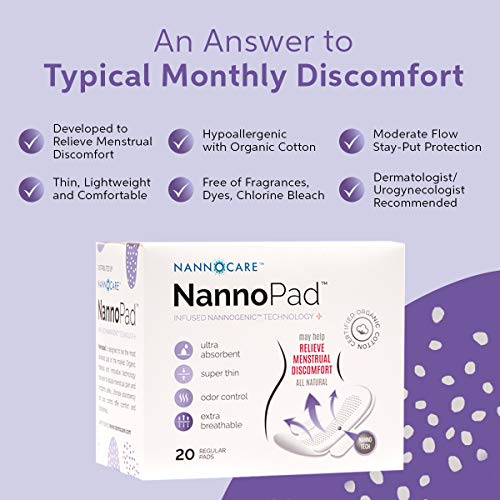 NannoPad Regular Pads for Women - Nannocare Certified Organic Cotton Pads - Pads with Wings - AB Mystery