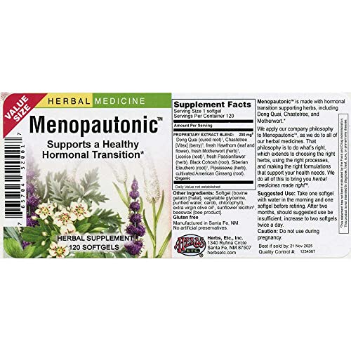 Herbs Etc. Menopautonic - 120 Count Softgels - AB Mystery