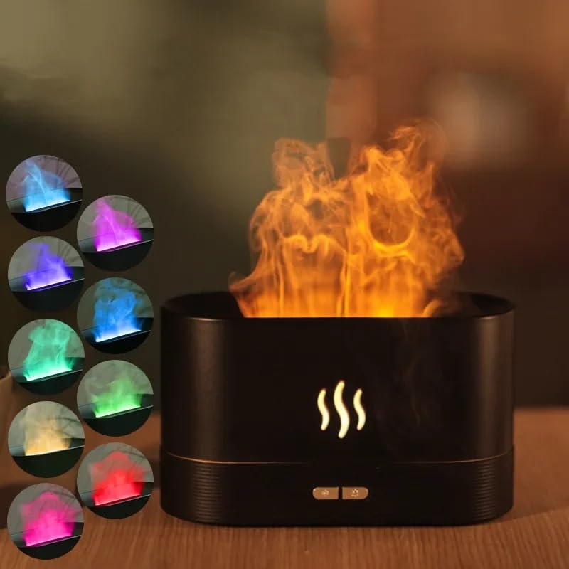 Flame Aroma Diffuser Humidifier 180ml, Oil Essential 2 Modes Brightness Aroma Humidifier - AB Mystery