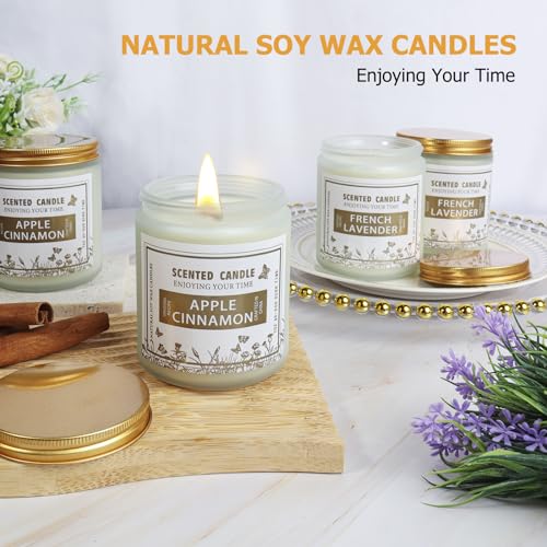 4 Pack Candles for Home Scented, Lavender & Cinnamon Candles Gifts for Women, 28 oz 200H Long - AB Mystery