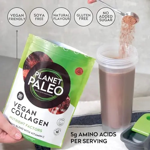 Planet Paleo Vegan Collagen (Chocolate, 255g) - Vegan Collagen Powder - High Protein - AB Mystery