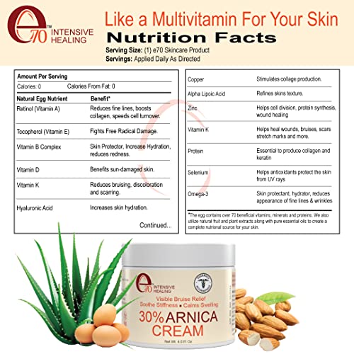 e70 Arnica Cream & Roll-On for Visible Bruise Relief, soothes Stiffness, Calms Swelling Formula - AB Mystery