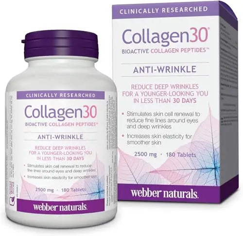 Webber Naturals Collagen30® Bioactive Collagen Peptides 2500 mg 180 Tablets - AB Mystery