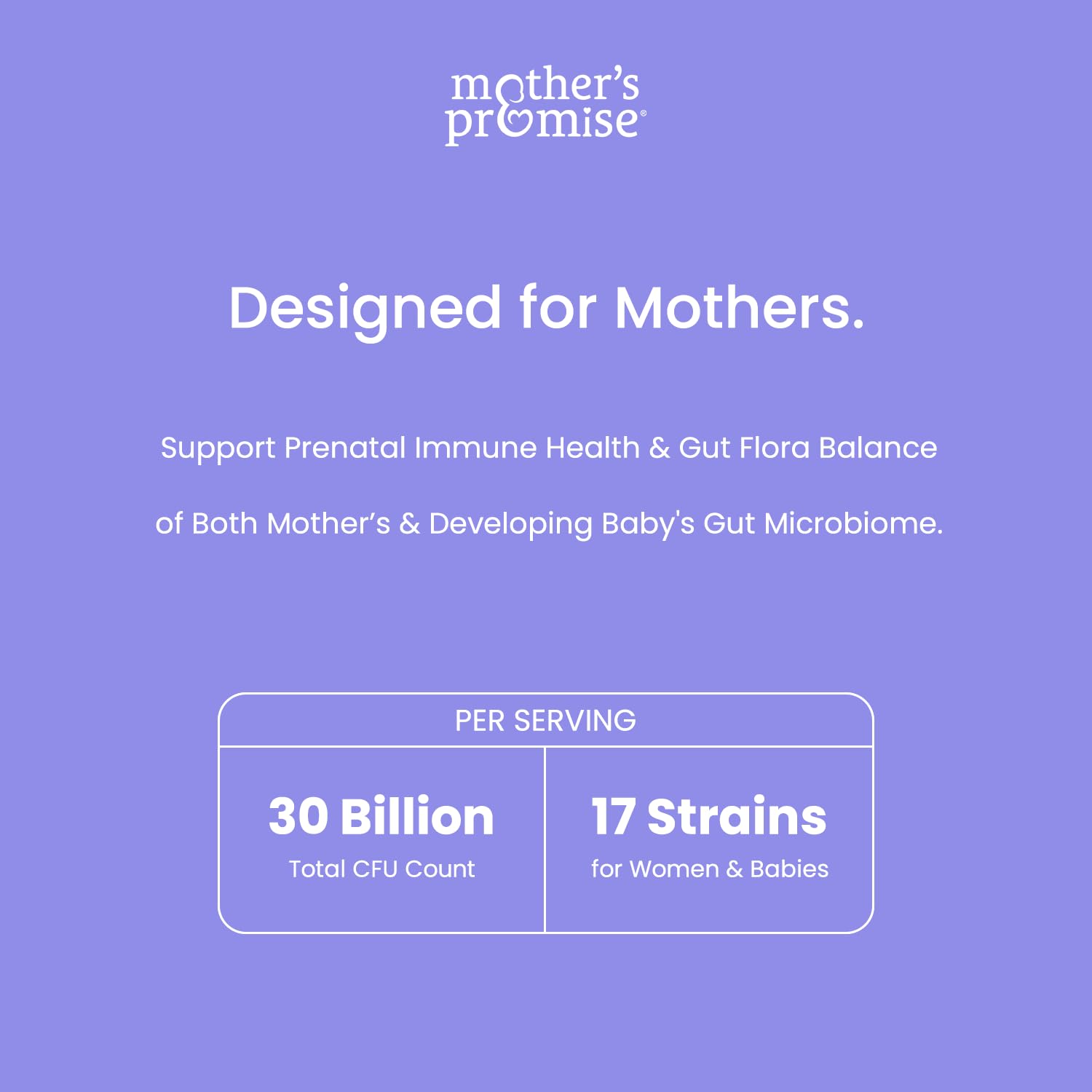 Prenatal Probiotics for Women | 30 Billion CFU, 17 Strains + Organic Prebiotics Mother's Promise