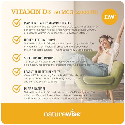 NatureWise Vitamin D3 2000iu (50 mcg) Healthy Muscle Function, and Immune Support - AB Mystery