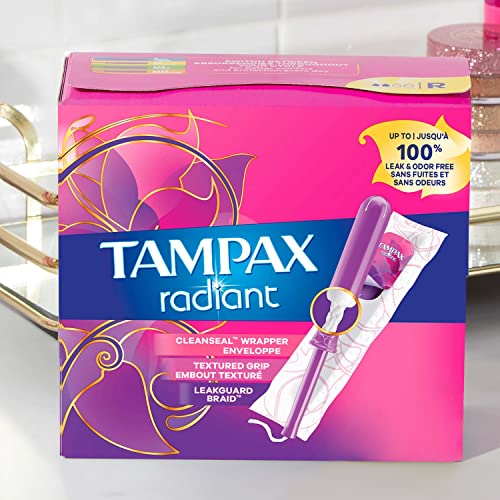 Tampax Radiant Tampons, Super Absorbency, With Leakguard Braid, Unscented, 28 Count - AB Mystery