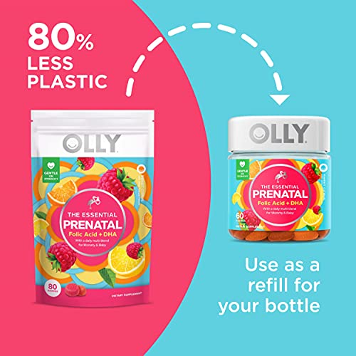 OLLY Prenatal Multivitamin Gummy, Supports Healthy Growth and Brain Development, Folic Acid OLLY